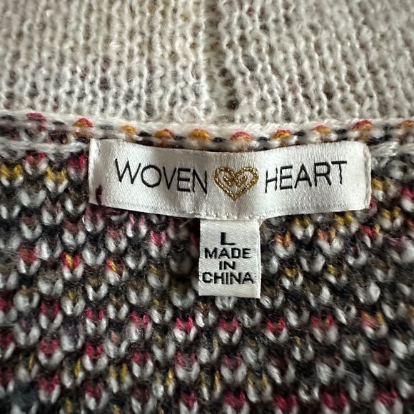 Woven Heart Women's L Tan & Brown Sleeved Boho Open Front Knit Cardigan Sweater - Picture 13 of 15